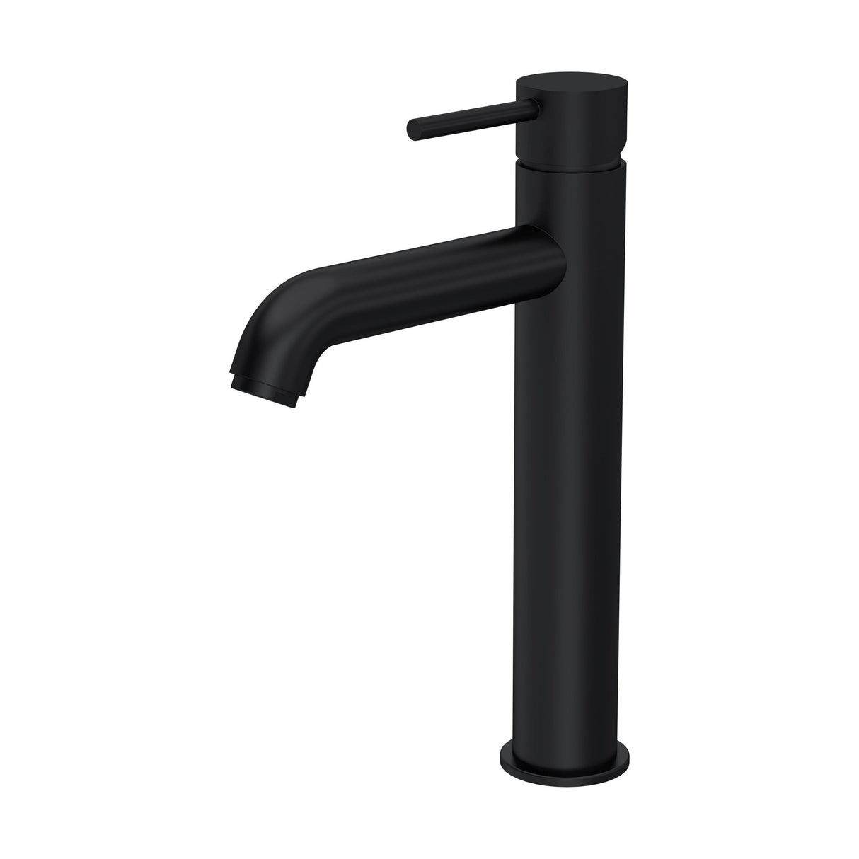 [BTB470] Round Minimalist Tall Mono Basin Mixer Tap - Matt Black - Cutout