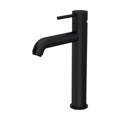 [BTB470] Round Minimalist Tall Mono Basin Mixer Tap - Matt Black - Cutout