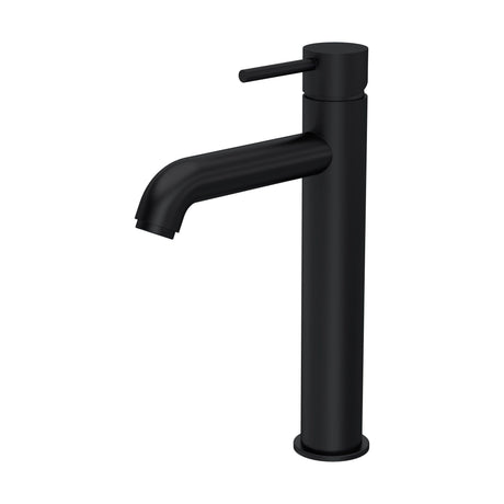 [BTB470] Round Minimalist Tall Mono Basin Mixer Tap - Matt Black - Cutout