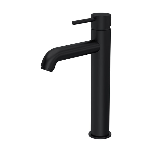 [BTB470] Round Minimalist Tall Mono Basin Mixer Tap - Matt Black - Cutout