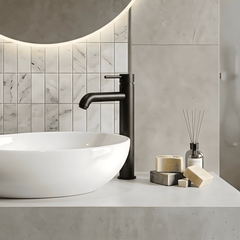 [BTB470] Cauldon Contemporary Round Minimalist Tall Mono Basin Mixer Tap, Choice of Colour - Silo