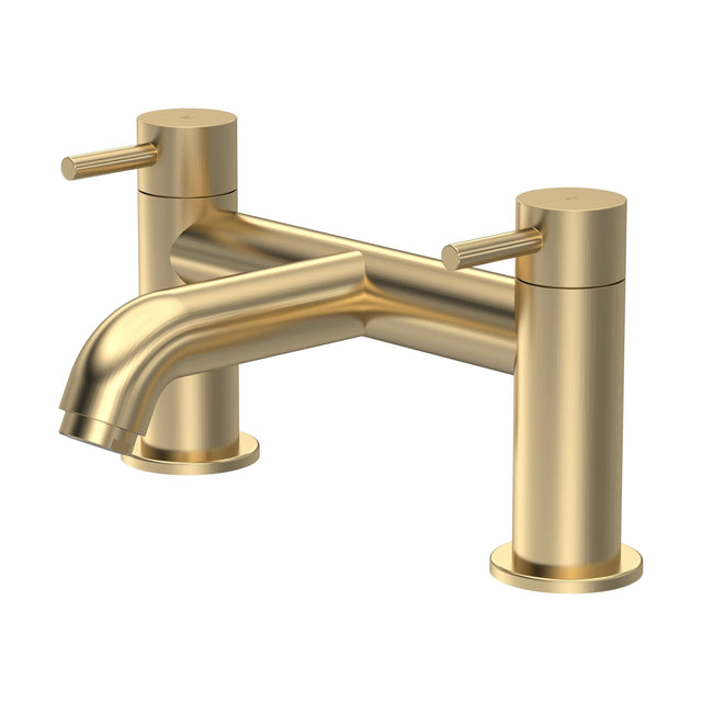 [BTB803] Round Minimalist Deck Mounted Bath Filler Tap - Brushed Brass - Balterley - Cutout