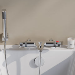 [BTBSM324] Chrome Thermostatic Deck Mounted Bath Shower Mixer Bar Valve Tap - Lifestyle 1