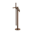 [BTC1521F] Modern Freestanding Round Bath Shower Mixer Tap with Fluted Lever Handle and Kit -  Brushed Bronze - Cutout