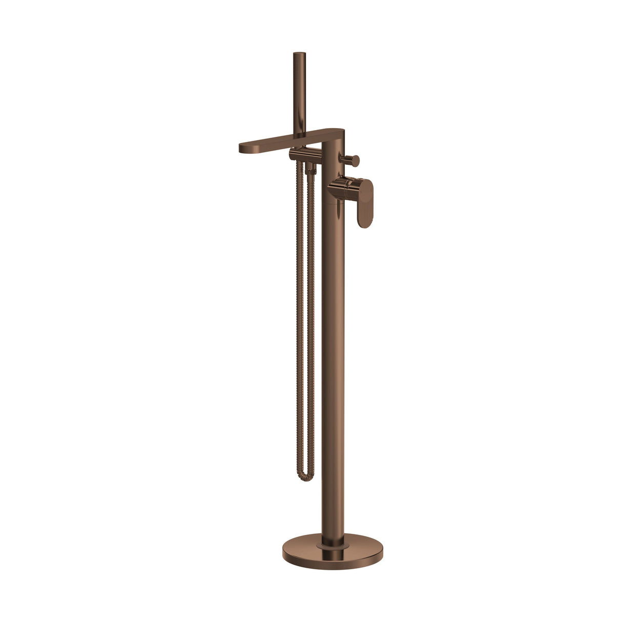 [BTC1521F] Modern Freestanding Round Bath Shower Mixer Tap with Fluted Lever Handle and Kit - Choice of Colour - Cutout