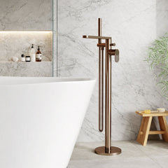 [BTC1521F] Modern Freestanding Round Bath Shower Mixer Tap with Fluted Lever Handle and Kit - Choice of Colour - Silo