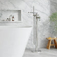 [BTC321F] Modern Freestanding Round Bath Shower Mixer Tap with Fluted Lever Handle and Kit - Choice of Colour - Silo