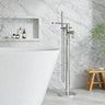 [BTC321F] Modern Freestanding Round Bath Shower Mixer Tap with Fluted Lever Handle and Kit - Choice of Colour - Silo