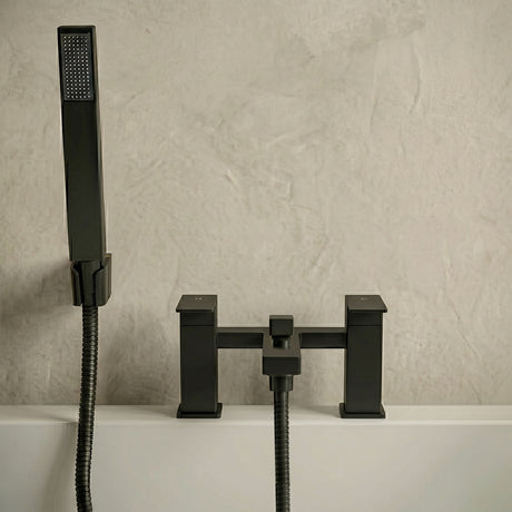 [BTC404] Milldale Square Deck Mounted Dual Lever Bath Shower Mixer Tap with Kit - Choice of Finish - Silo