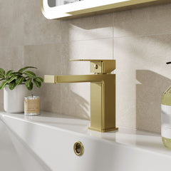 [BTC805] Milldale Contemporary Square Mono Basin Mixer Bathroom Sink Tap with Push Button Waste - Lifestyle 1