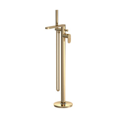 [BTC821F] Modern Freestanding Round Bath Shower Mixer Tap with Fluted Lever Handle and Kit - Choice of Colour - Cutout