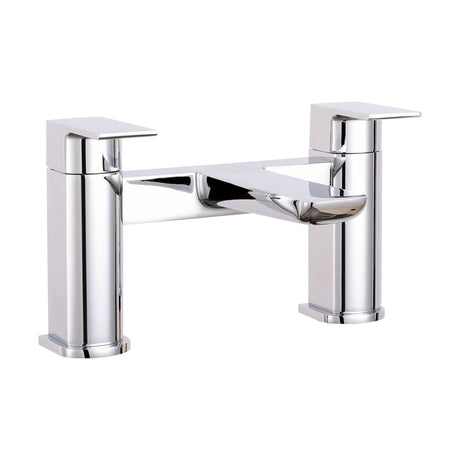 [BTCL303] Balterley Contemporary Soft Square Dual Lever Deck Mounted Bath Filler Tap with 1/4 Turn Ceramic Disc, 136 x 230 x 147mm, Chrome - Cutout