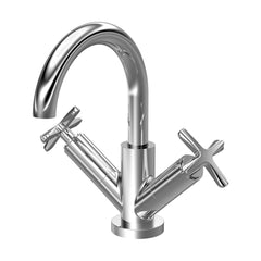 [BTCN315X] Levedale Mono Basin Mixer Tap with Crosshead Handles and Waste - Choice of Finish - Cutout