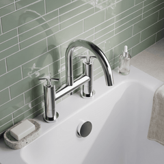 [BTCN353X] Levedale Deck Mounted Bath Filler Tap with Crosshead Handles - Choice of Finish - Lifestyle 2