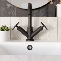 [BTCN415X] Levedale Mono Basin Mixer Tap with Crosshead Handles and Waste - Choice of Finish - Lifestyle 1