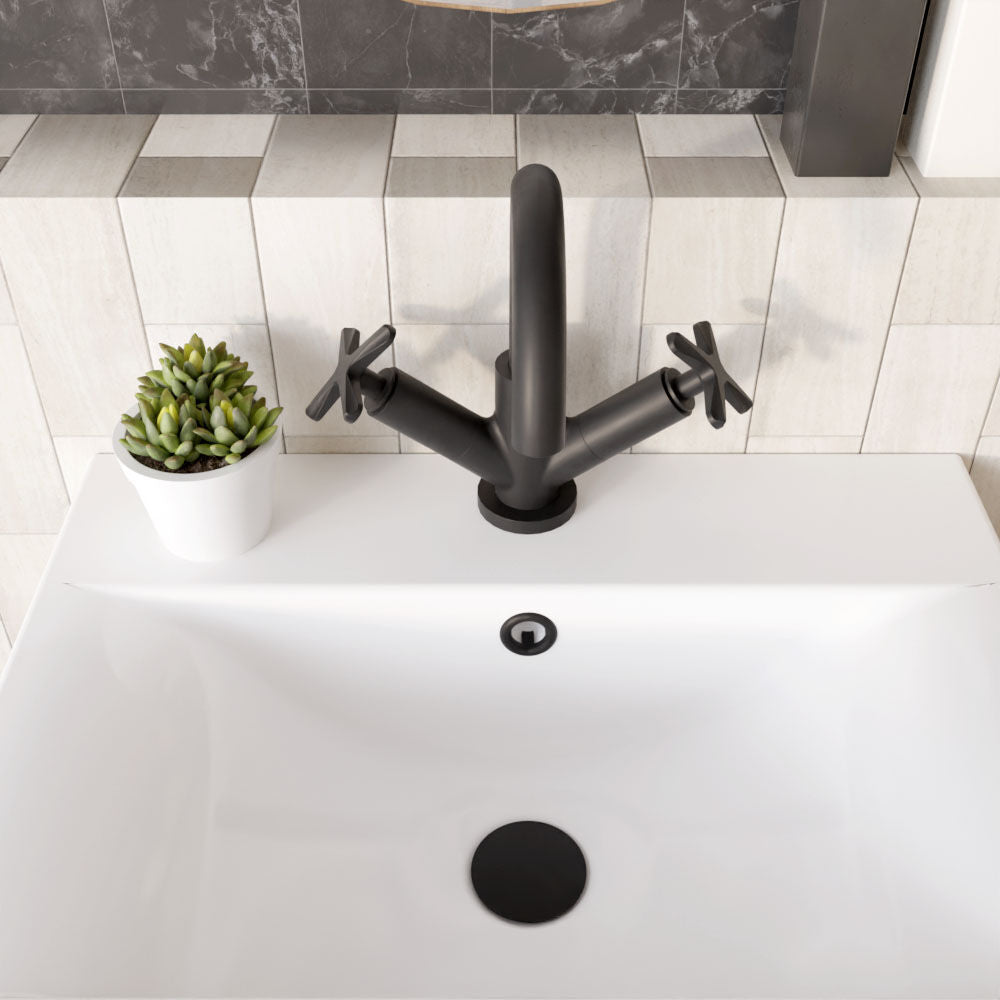 [BTCN415X] Levedale Mono Basin Mixer Tap with Crosshead Handles and Waste - Choice of Finish - Lifestyle 2