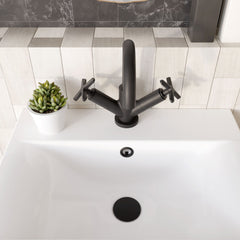[BTCN415X] Levedale Mono Basin Mixer Tap with Crosshead Handles and Waste - Choice of Finish - Lifestyle 2