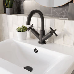 [BTCN415X] Levedale Mono Basin Mixer Tap with Crosshead Handles and Waste - Choice of Finish - Lifestyle 3