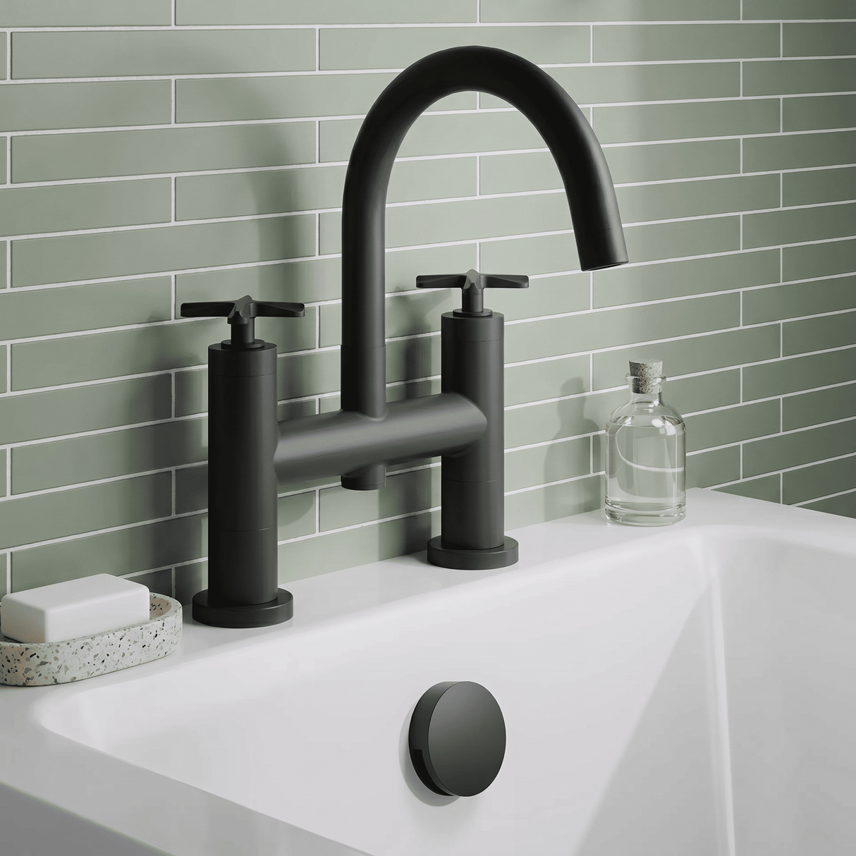 [BTCN453X] Levedale Deck Mounted Bath Filler Tap with Crosshead Handles - Choice of Finish - Lifestyle 1