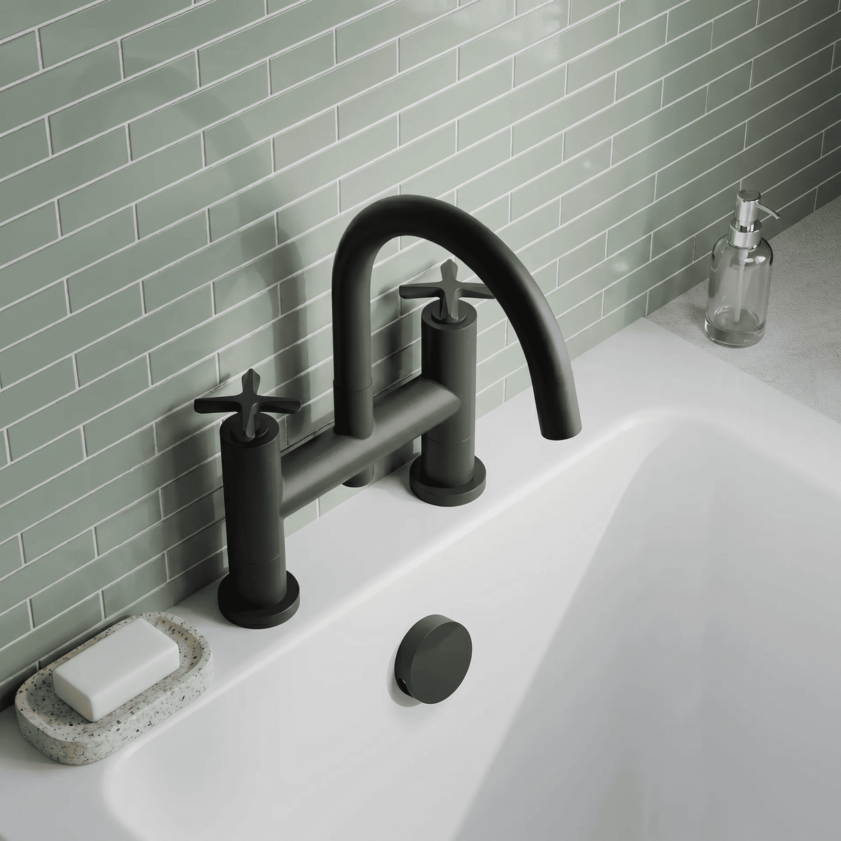 [BTCN453X] Levedale Deck Mounted Bath Filler Tap with Crosshead Handles - Choice of Finish - Lifestyle 2