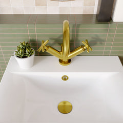 [BTCN815X] Levedale Mono Basin Mixer Tap with Crosshead Handles and Waste - Choice of Finish - Lifestyle 2