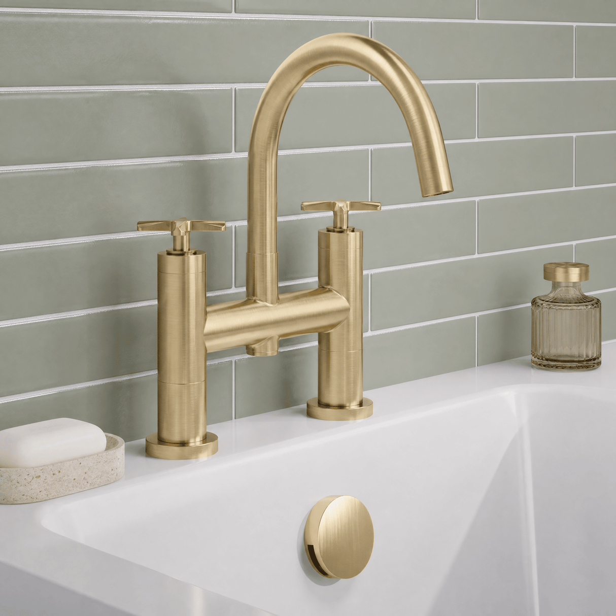 [BTCN853X] Levedale Deck Mounted Bath Filler Tap with Crosshead Handles - Choice of Finish - Lifestyle 1