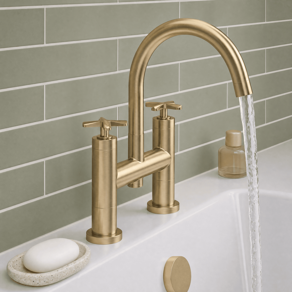 [BTCN853X] Levedale Deck Mounted Bath Filler Tap with Crosshead Handles - Choice of Finish - Lifestyle 3