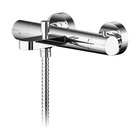 [BTCU005] Balterley Current Round Thermostatic Bath Shower Mixer Bar Valve Tap with Anti-Scald Control - Chrome Finish - Cutout