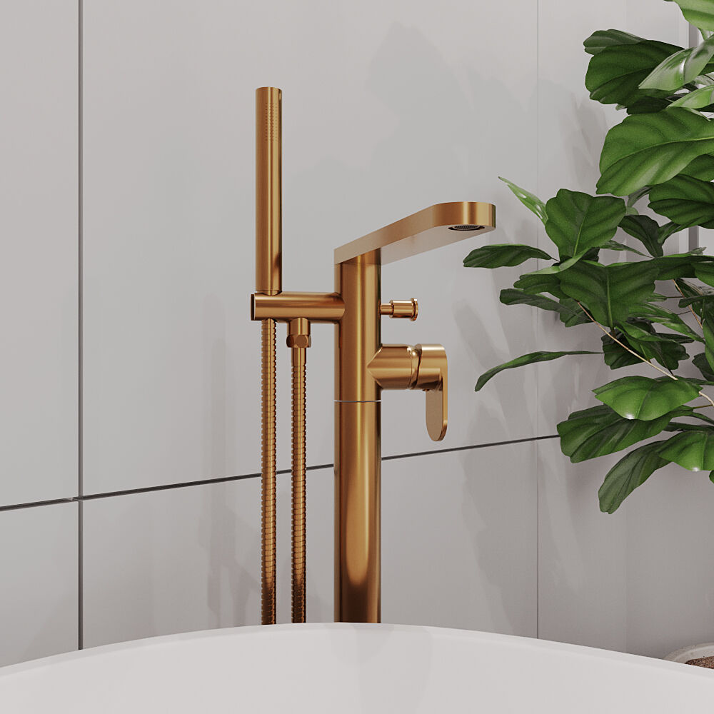 [BTCU1521] Enville Modern Freestanding Round Bath Shower Mixer Tap with Lever Handle and Kit - Choice of Colour - Lifestyle 3