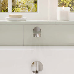 [BTCU300] Balterley Current Modern Round Wall Mounted Bath Spout with Smooth Water Flow Design - Polished Chrome Finish - Lifestyle 1