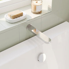 [BTCU300] Balterley Current Modern Round Wall Mounted Bath Spout with Smooth Water Flow Design - Polished Chrome Finish - Lifestyle 2