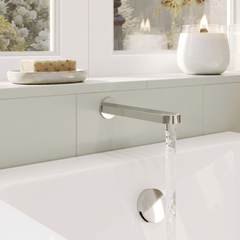 [BTCU300] Balterley Current Modern Round Wall Mounted Bath Spout with Smooth Water Flow Design - Polished Chrome Finish - Lifestyle 3