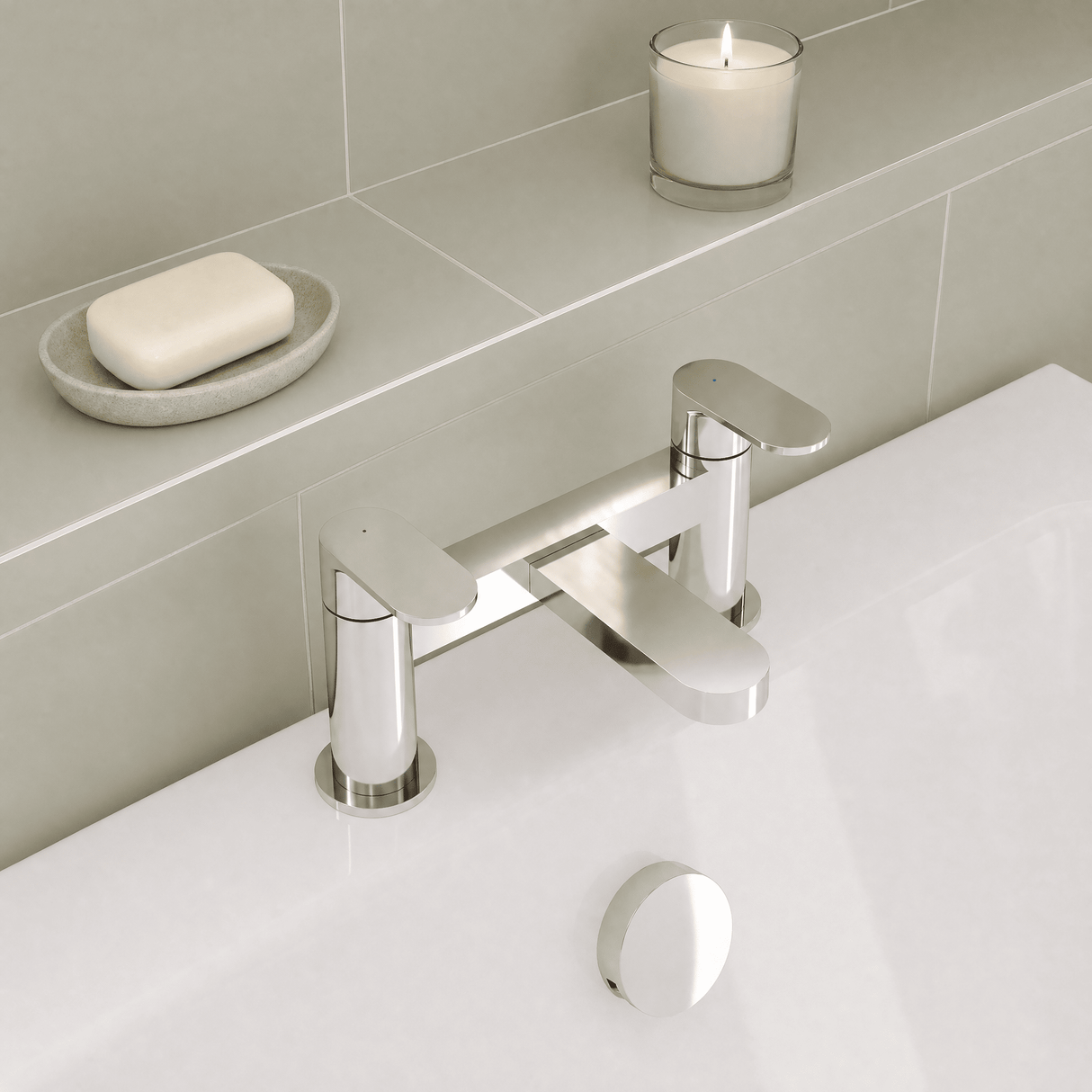 [BTCU303] Enville Dual Lever Round Deck Mounted Bath Filler Tap – Choice of Finish - Lifestyle 2