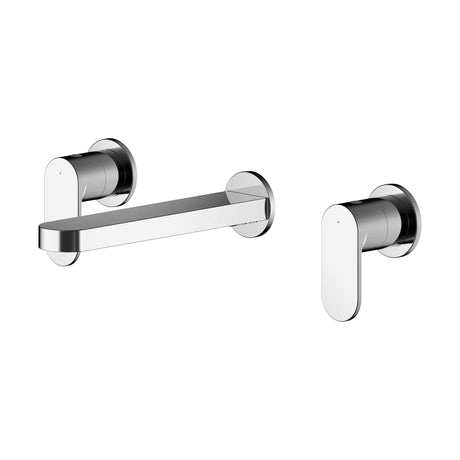 [BTCU317] Balterley Current Modern Round Wall Mount 3 Tap Hole Basin Mixer Tap with Lever Handles and Spout - Chrome Finish - Cutout