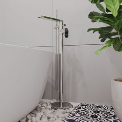 [BTCU321] Enville Modern Freestanding Round Bath Shower Mixer Tap with Lever Handle and Kit - Choice of Colour - Lifestyle 1