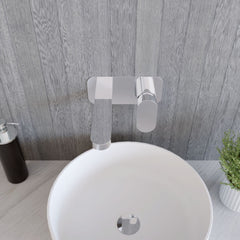 [BTCU328] Enville Round Wall Mount 2 Tap Hole Basin Mixer Tap & Back Plate - Choice of Finish - Lifestyle 2