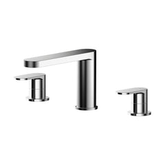 [BTCU333] Balterley Current Modern Round Deck Mounted 3 Tap Hole Bath Filler Tap with Lever Handles and Flat Spout - Chrome Finish - Cutout