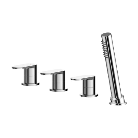 [BTCU334] Balterley Current Modern Deck Mount Round 4 Tap Hole Bath Shower Mixer Tap with Diverter & Shower Kit No Spout - Chrome Finish - Cutout
