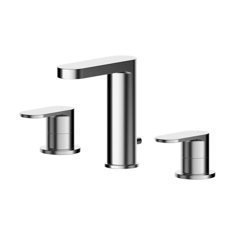 [BTCU337] Balterley Current Round Deck Mounted 3 Tap Hole Basin Mixer Tap with Dual Lever Handles & Pop Up Waste - Chrome Finish - Cutout