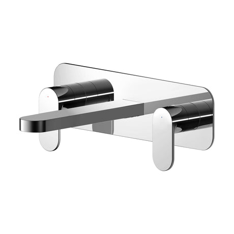 [BTCU350] Balterley Current Modern Round Wall Mount 3 Tap Hole Basin Mixer Tap with Dual Lever Handles & Back Plate - Chrome Finish - Cutout