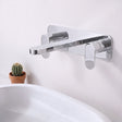 [BTCU350] Balterley Current Modern Round Wall Mount 3 Tap Hole Basin Mixer Tap with Dual Lever Handles & Back Plate - Chrome Finish - Silo