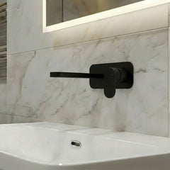 [BTCU428] Enville Round Wall Mount 2 Tap Hole Basin Mixer Tap & Back Plate - Choice of Finish - Silo