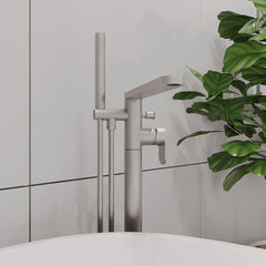 [BTCU721] Enville Modern Freestanding Round Bath Shower Mixer Tap with Lever Handle and Kit - Choice of Colour - Lifestyle 3