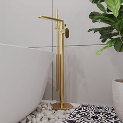 [BTCU821] Enville Modern Freestanding Round Bath Shower Mixer Tap with Lever Handle and Kit - Choice of Colour - Lifestyle 1