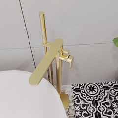 [BTCU821] Enville Modern Freestanding Round Bath Shower Mixer Tap with Lever Handle and Kit - Choice of Colour - Lifestyle 2
