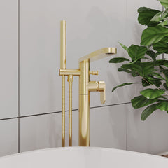 [BTCU821] Enville Modern Freestanding Round Bath Shower Mixer Tap with Lever Handle and Kit - Choice of Colour - Lifestyle 3