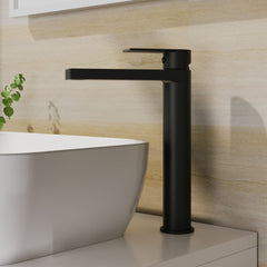 [BTD470] Contemporary Tall Mono Basin Mixer Tap - Matt Black - Lifestyle 1