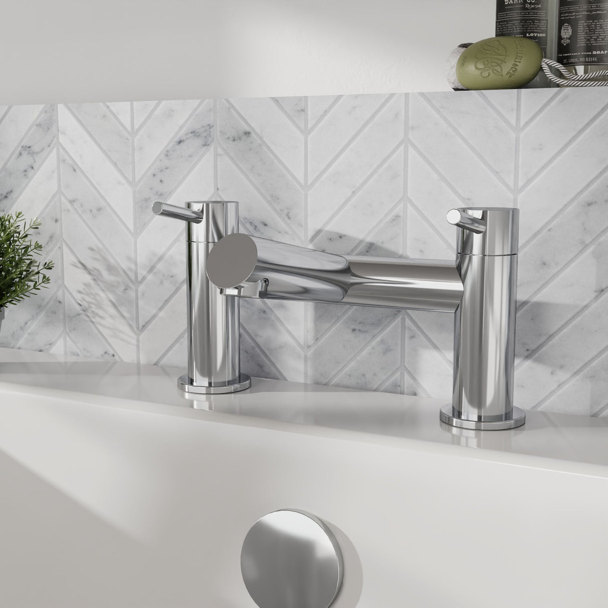 [BTE303] Wetley Minimalist Round Deck Mounted Bath Filler Tap - Choice of Finish - Lifestyle 1