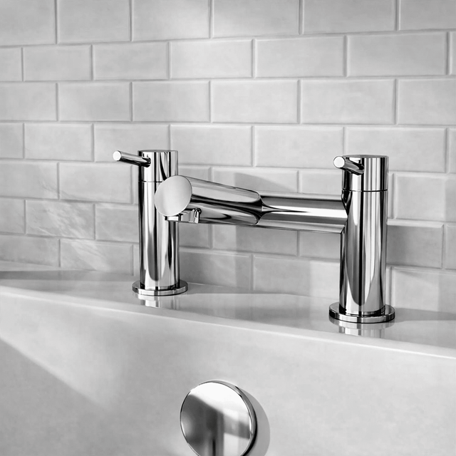 [BTE303] Wetley Minimalist Round Deck Mounted Bath Filler Tap - Choice of Finish - Silo