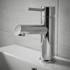 [BTE305] Wetley Minimalist Round Mono Basin Mixer Tap & Push Button Waste - Choice of Finish - Silo